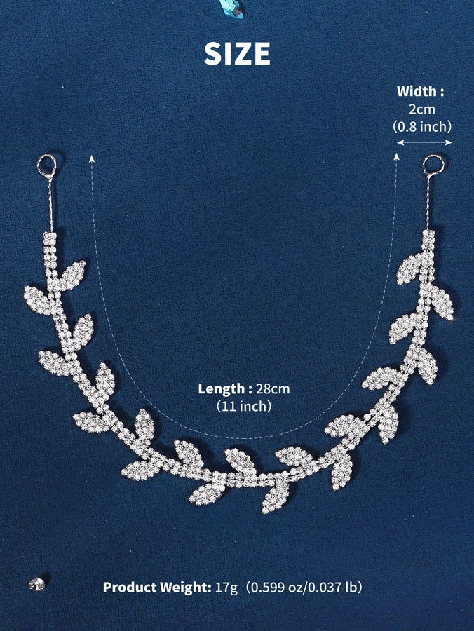 women's simple style leaf alloy plating inlay rhinestones hair band