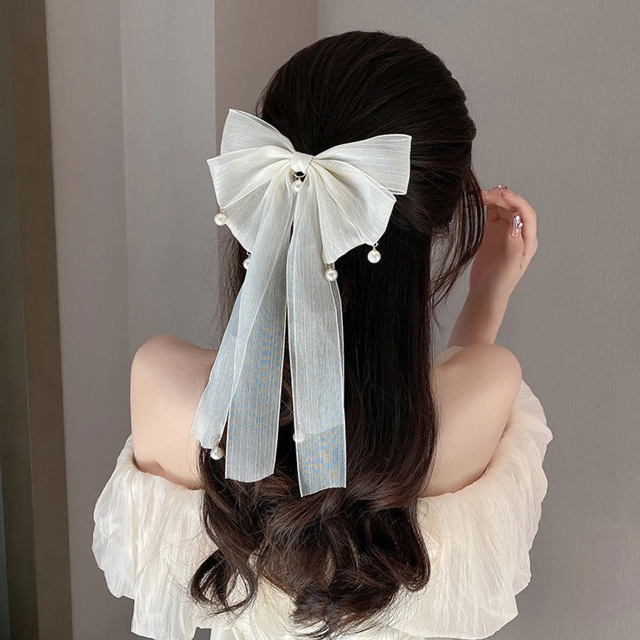 fashion bow knot cloth ribbon hair clip 1 piece