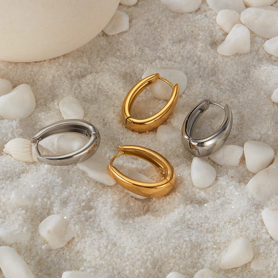 1 Piece French Style Geometric 304 Stainless Steel 18K Gold Plated Earrings