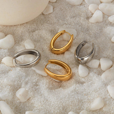 1 Piece French Style Geometric 304 Stainless Steel 18K Gold Plated Earrings