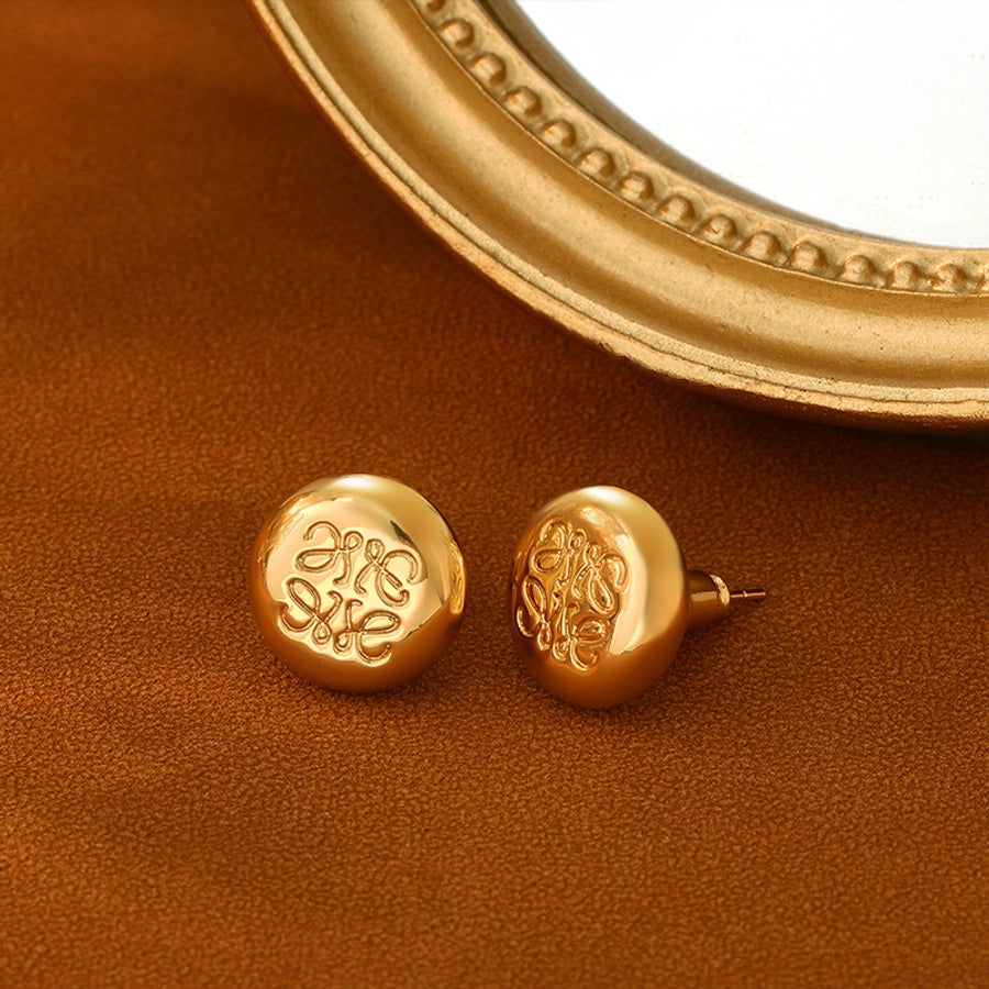 1 Pair Elegant Sweet Simple Style Round Square Inlay Copper Freshwater Pearl Zircon 18K Gold Plated Ear Studs