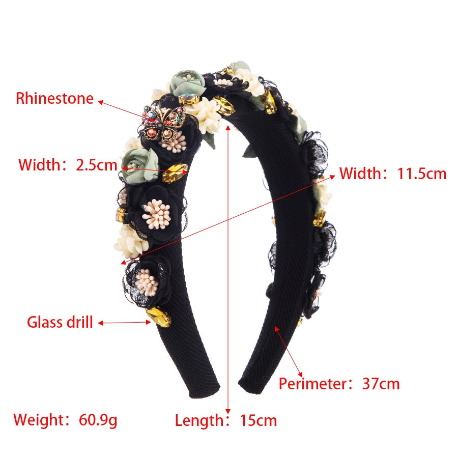 elegant romantic sweet rose cloth inlay rhinestones hair band