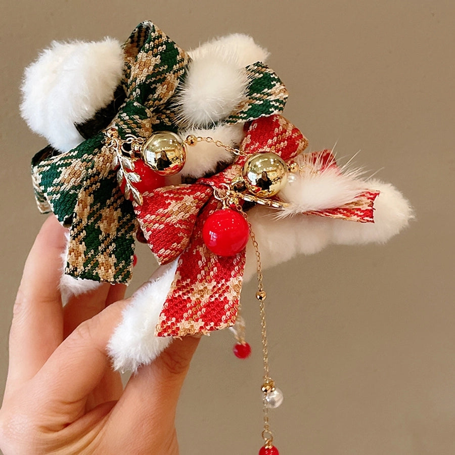 Christmas Casual Simple Style Streetwear Women's Bow Knot Arylic Alloy Hair Claws