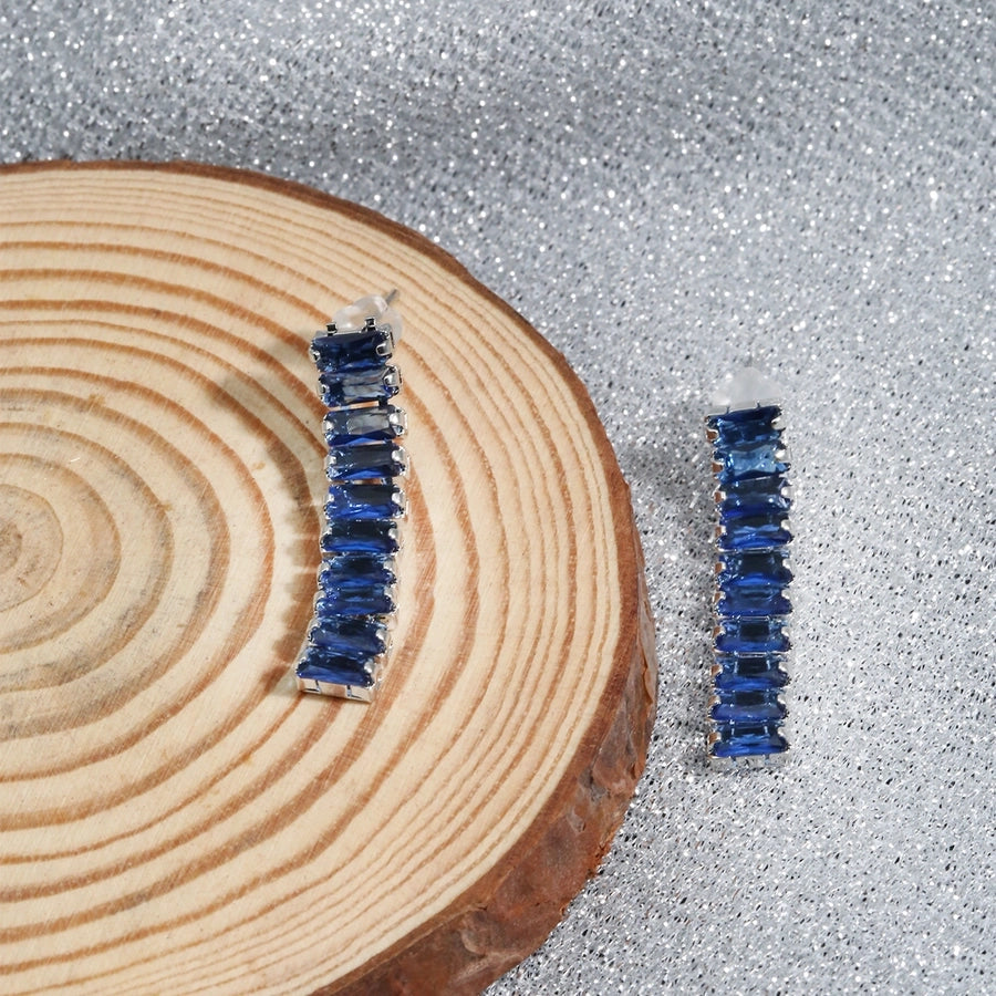 1 Pair Elegant Simple Style Commute Rectangle Plating Inlay Copper Zircon Ear Studs