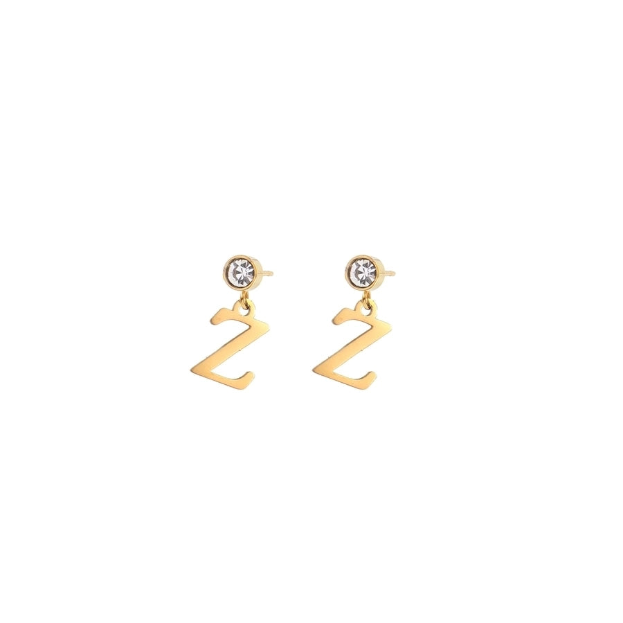 1 Pair Casual Simple Style Classic Style Letter Inlay 201 Stainless Steel 304 Stainless Steel Zircon Drop Earrings