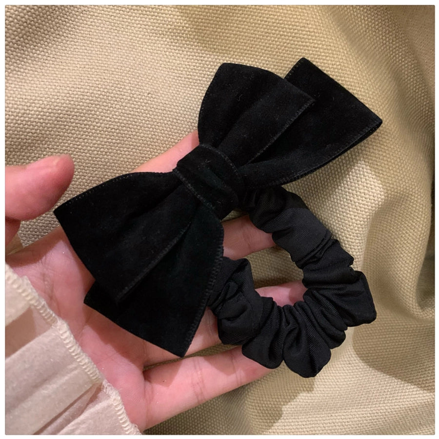 Black velvet bow simple elegant hair tie female hair band  new autumn and winter high-grade hair rope hair rope