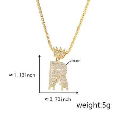 Copper Hemp flowers chain 18K Gold Plated Letter Zirconia Pendant Necklace