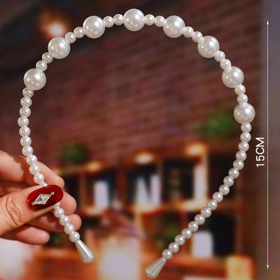 women's fashion waves alloy inlay artificial pearls headwear