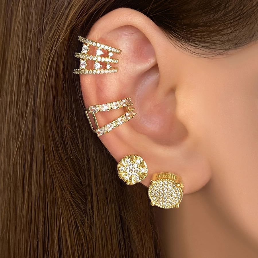 1 Pair Retro Geometric Plating Inlay Copper Zircon Zircon Ear Studs