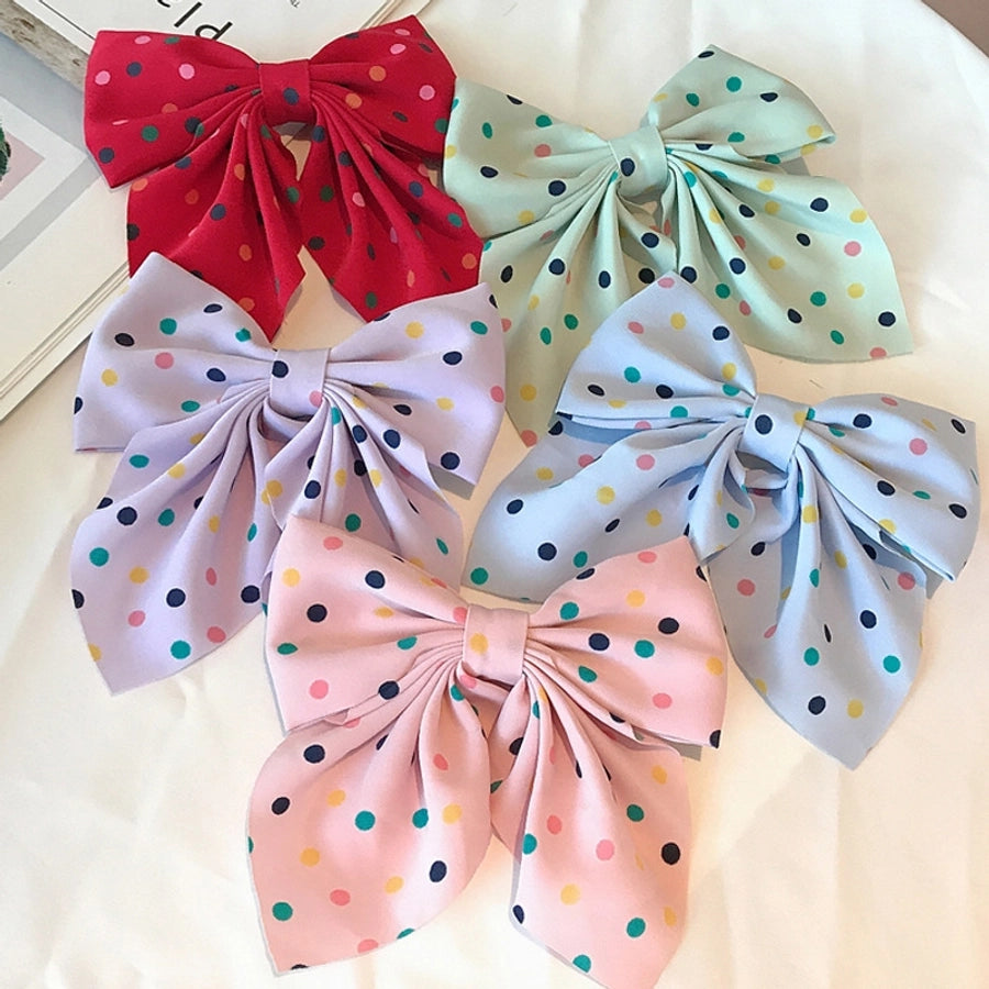 korean fabric retro bow hairpin sweet color wave dot clip hairpin