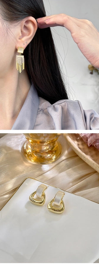 Shake the sound hot with the recommend 100 925 silver pin earrings earrings classic geometric long tassel earrings