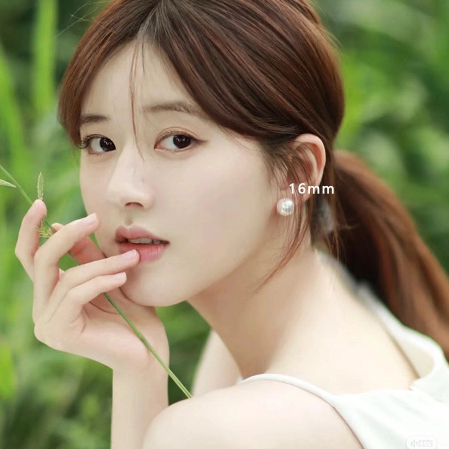 Bright Pearl silver stud earrings  new fashion mosquito coil ear clip commuter good quality earrings Korean temperament online celebrity