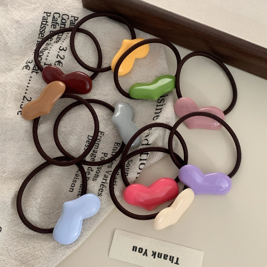 Women's Cute Simple Style Heart Shape Resin Hair Tie
