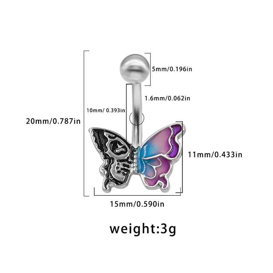 1 Piece Lip Rings Sexy Classic Style Heart Shape Smile Face Butterfly Pure Titanium Titanium Alloy Epoxy Plating Acrylic Rhinestones Glass White Gold Plated Belly Rings