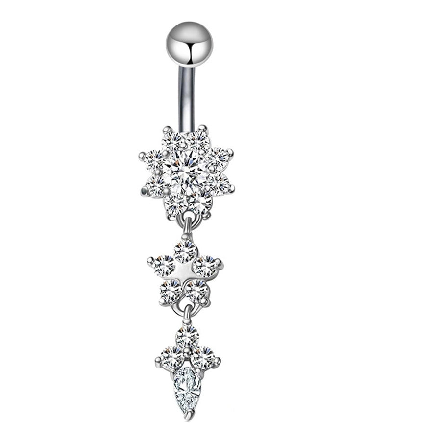 1 Piece 1 Set Belly Rings Simple Style Shiny Heart Shape 304 Stainless Steel Belly Rings