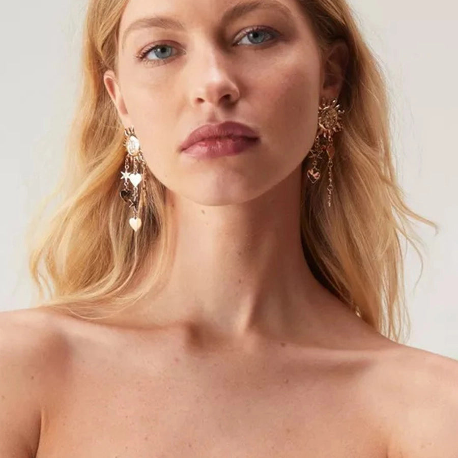 1 Pair Simple Style Classic Style Pentagram Sun Moon 304 Stainless Steel Drop Earrings