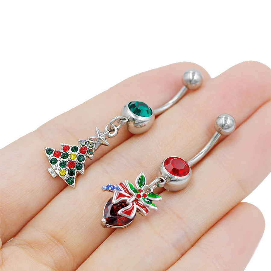 1 Piece Belly Rings Sexy Classic Style Snowflake 316 Stainless Steel  Alloy Plating Rhinestones Glass 18K Gold Plated White Gold Plated