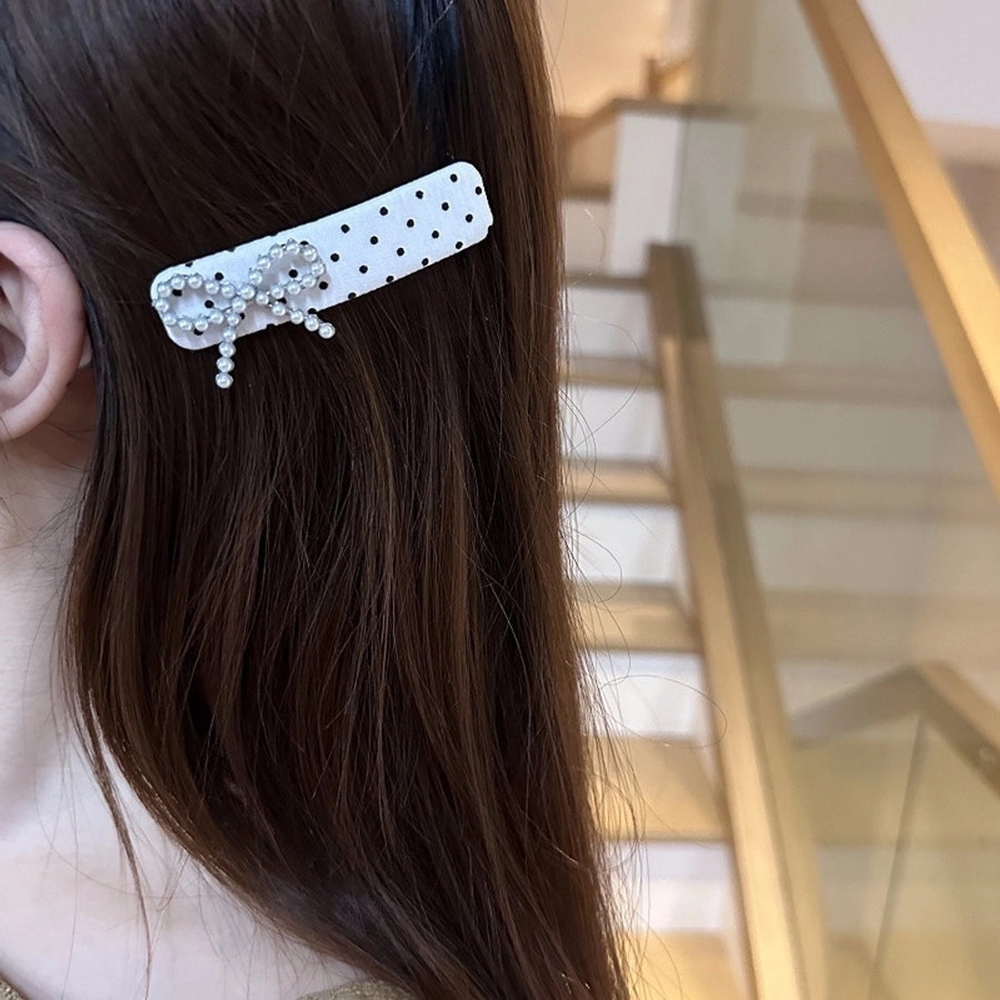Women's Retro Polka Dots Bow Knot Cloth Hair Clip