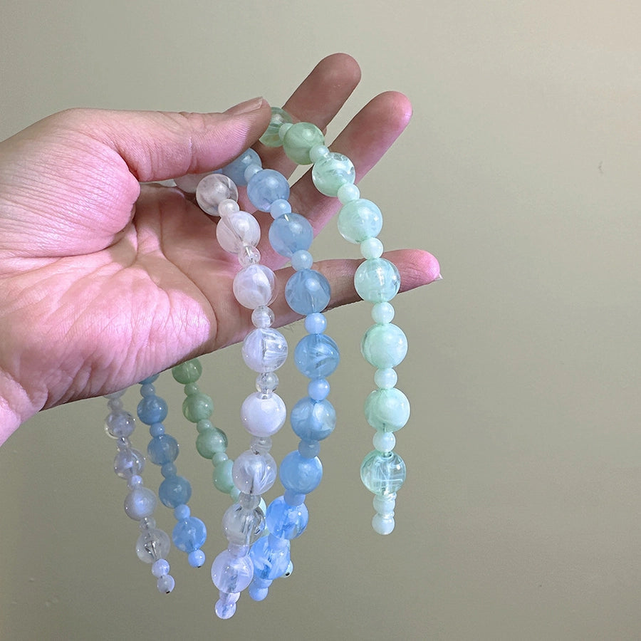 Listen to Bamboo Yin ~ New Chinese Ice Penetrating Green Imitation Jade Beaded Hair Hoop Female Advanced Sense Niche Design Hair Card Head Hoop