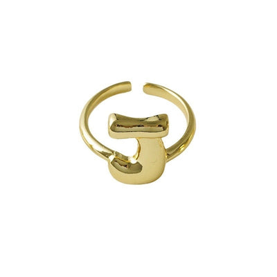 Copper Brass 18K Gold Plated Letter Open Rings