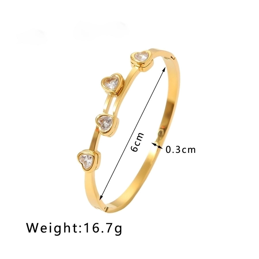 Simple Style Shiny Heart Shape 304 Stainless Steel 18K Gold Plated Bangle In Bulk