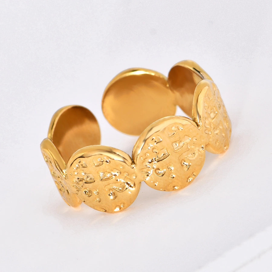 Jewelry Elegant Geometric Solid Color 304 Stainless Steel 18K Gold Plated Open Rings