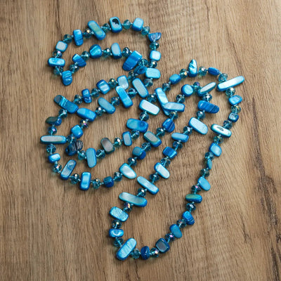 Bohemian Geometric Glass Shell Beaded Chain Necklace In Bulk