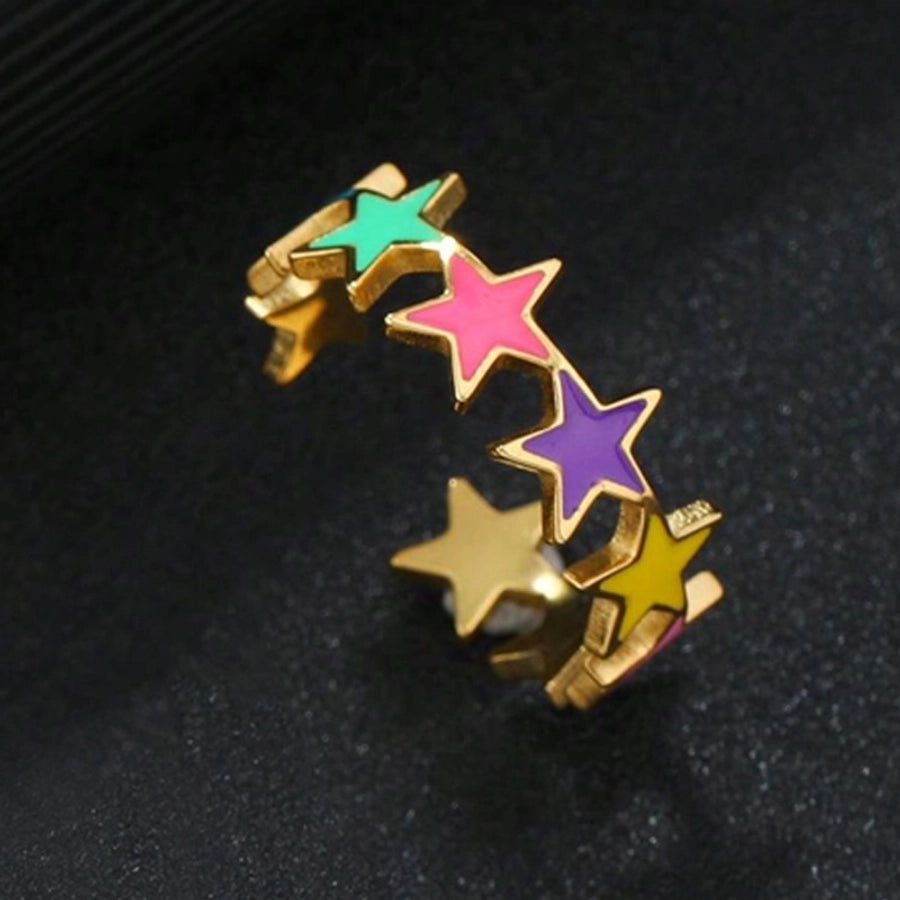 Jewelry Sweet Star Flower Butterfly Titanium Steel Open Rings