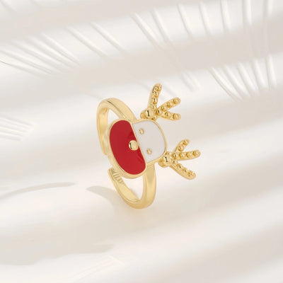 Copper 18K Gold Plated Inlay Elk Zircon Rings