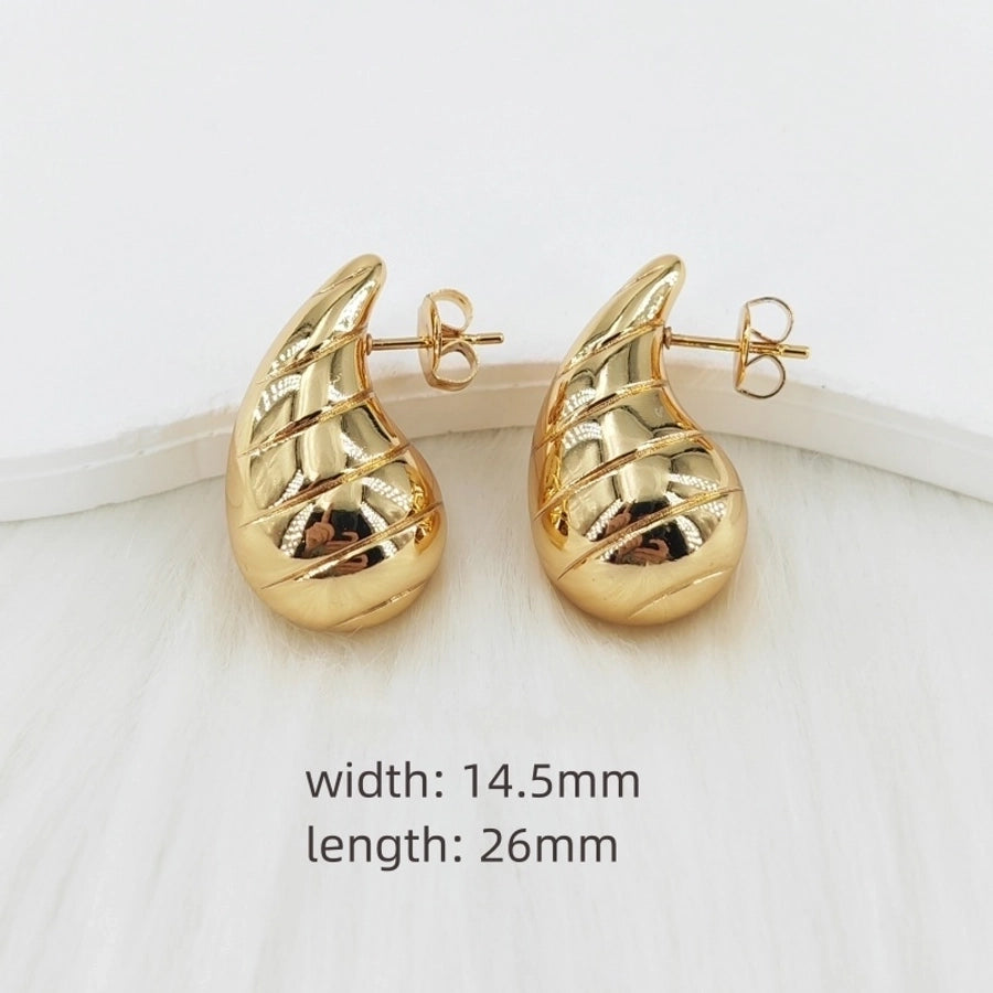 1 Pair Casual Glam Water Droplets Polishing 304 Stainless Steel Steel Gold Plated Ear Studs