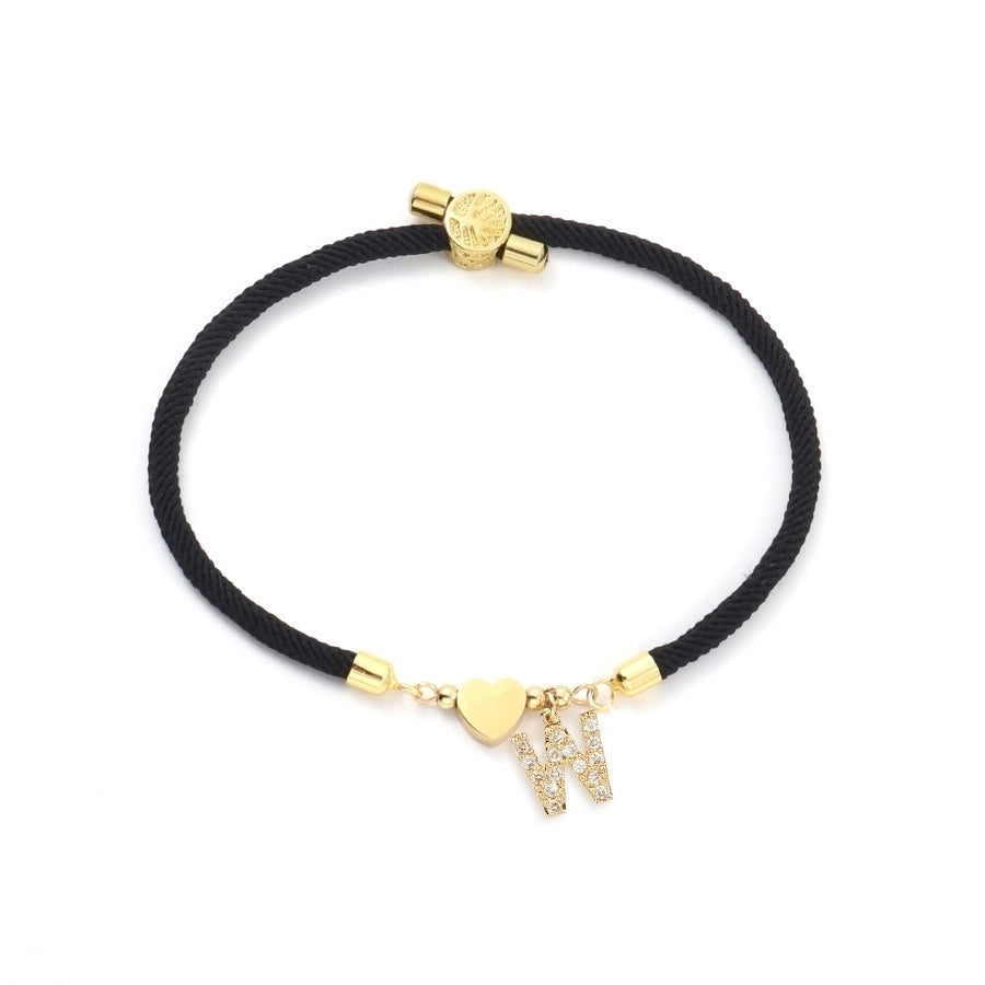 Simple Style Classic Style Letter 304 Stainless Steel Nylon Copper Zircon Bracelets In Bulk