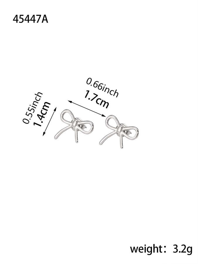 1 Pair Elegant Bow Knot 304 Stainless Steel 18K Gold Plated Drop Earrings