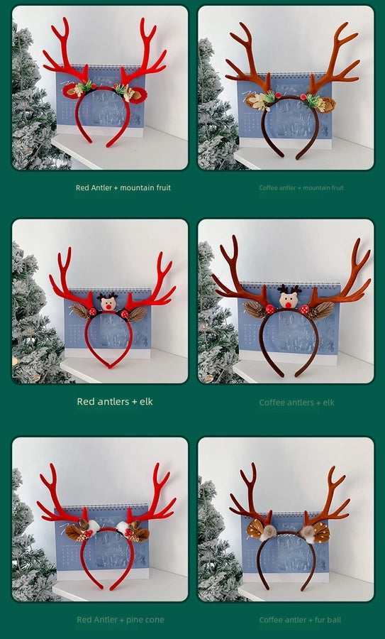 Internet Celebrity  Christmas Girl Heart Christmas Hair Band Cute Elk Horn Hair Accessories Pressure Hair Band