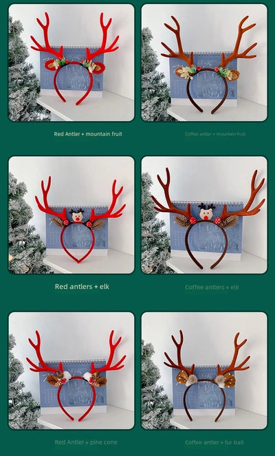 Internet Celebrity  Christmas Girl Heart Christmas Hair Band Cute Elk Horn Hair Accessories Pressure Hair Band
