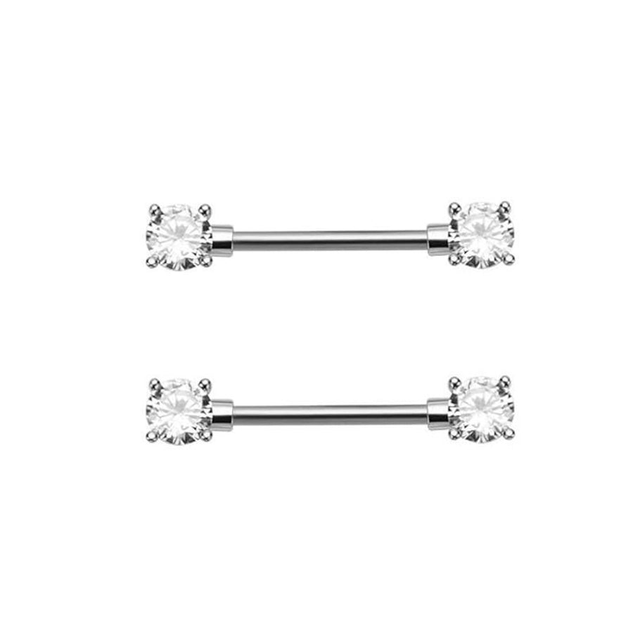 1 Pair Nipple Rings & Studs Hip-Hop Shiny Heart Shape Flower Butterfly 316L Stainless Steel  Copper Inlay Zircon Nipple Rings & Studs