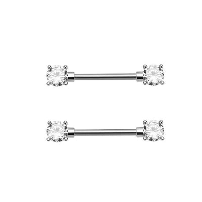 1 Pair Nipple Rings & Studs Hip-Hop Shiny Heart Shape Flower Butterfly 316L Stainless Steel  Copper Inlay Zircon Nipple Rings & Studs