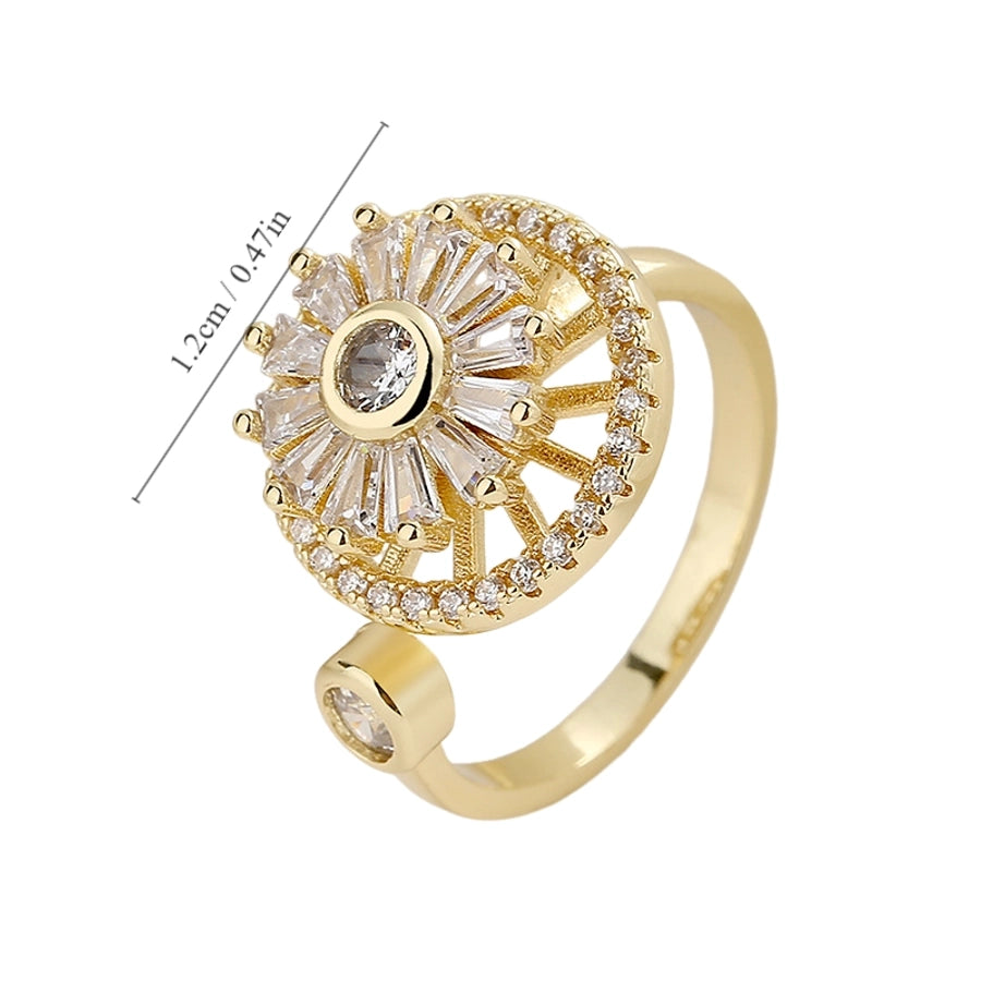 Jewelry Solid Color Shiny Chrysanthemum Copper Adjustable Ring