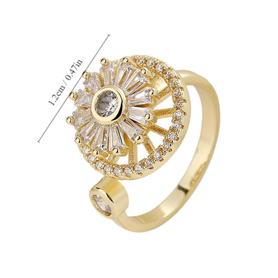 Jewelry Solid Color Shiny Chrysanthemum Copper Adjustable Ring