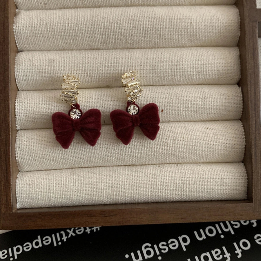 1 Pair Retro Bow Knot Copper Drop Earrings