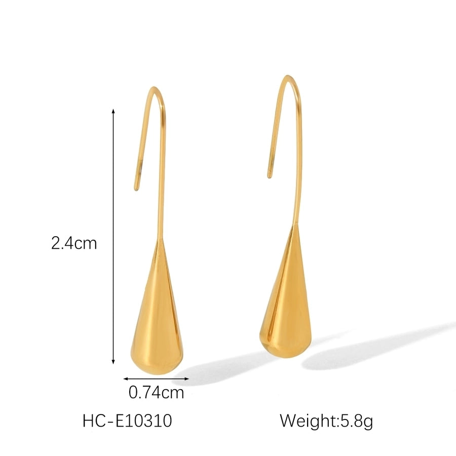 1 Pair IG Style Geometric Water Droplets Solid Color Plating 304 Stainless Steel 18K Gold Plated Drop Earrings