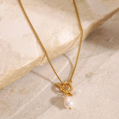 Jewelry Simple Style Classic Style Oval 304 Stainless Steel Toggle Pendant Necklace