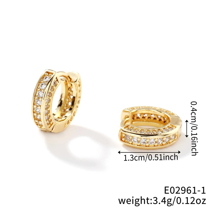 1 Pair Cute Shiny Korean Style Geometric Inlay Copper Zircon K Gold Plated Earrings