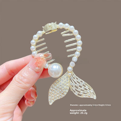 Children's ball head fixed artifact Pearl Rhinestone grip clip does not hurt the hair back of the head ponytail buckle girl hairpin headdress