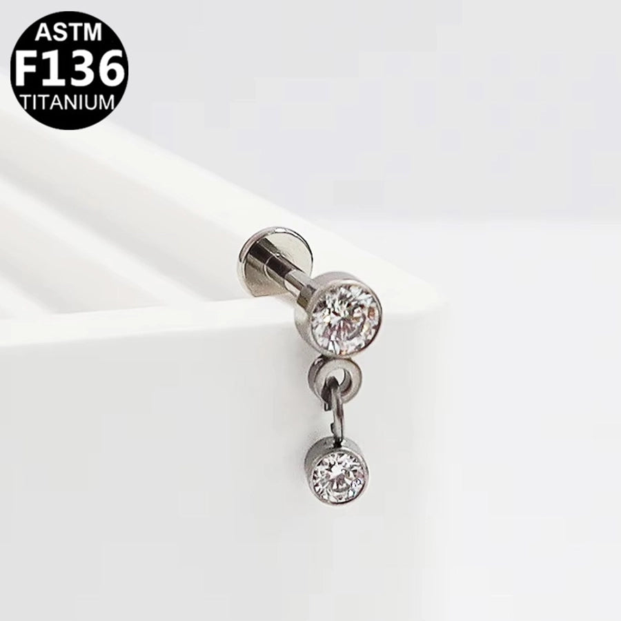 1 Piece Lip Rings Luxurious Classic Style Shiny Round Water Droplets Pure Titanium Titanium Alloy Zircon 14K Gold Plated White Gold Plated Lip Rings Ear Cartilage Rings & Studs