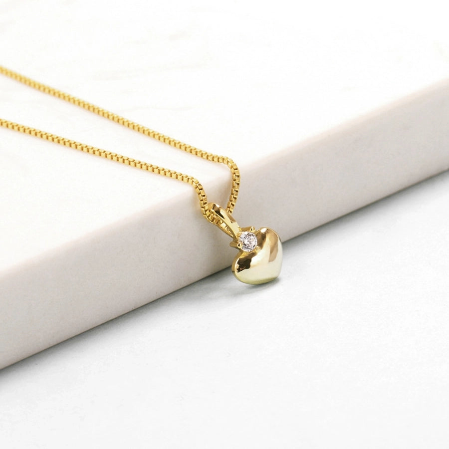 Jewelry Classic Style Heart Shape Copper Zircon Polishing Plating Pendant Necklace