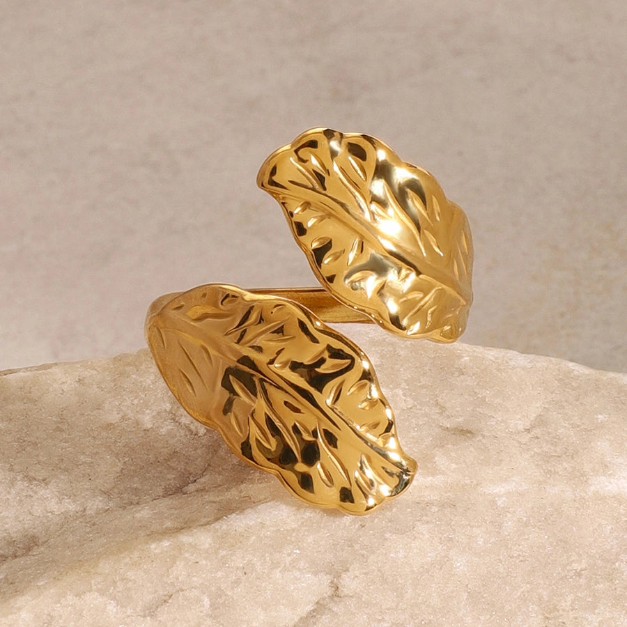 Jewelry Simple Style Classic Style Leaves 304 Stainless Steel Open Rings