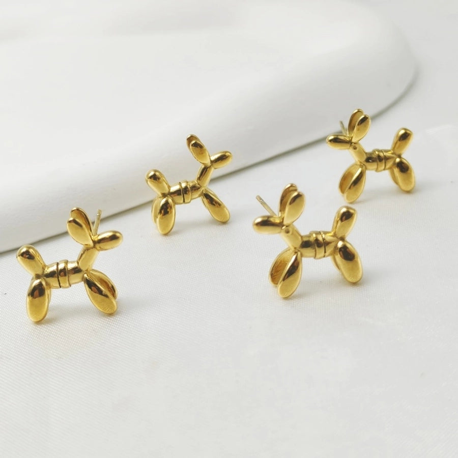1 Pair Cute Dog 304 Stainless Steel 18K Gold Plated Ear Studs