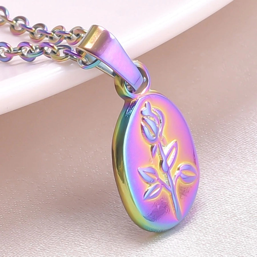 Jewelry Basic Modern Style Classic Style Flower 304 Stainless Steel 18K Gold Plated Plating Pendant Necklace