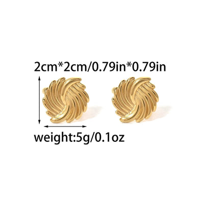 Jewelry IG Style Commute Cool Style Round Spiral 304 Stainless Steel 14K Gold Plated Rings Earrings