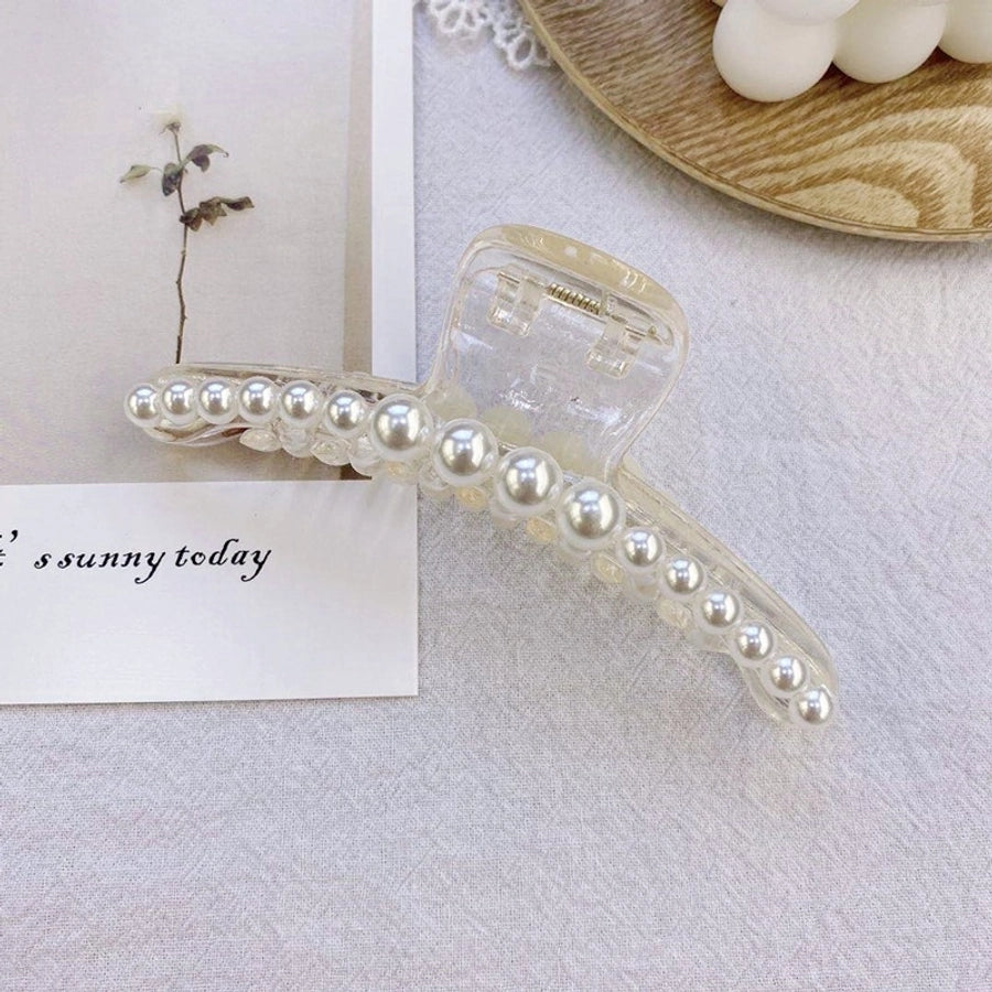 korean fashion style pearl hairpin big hair grabbing clip plate hair ponytail small hair claw